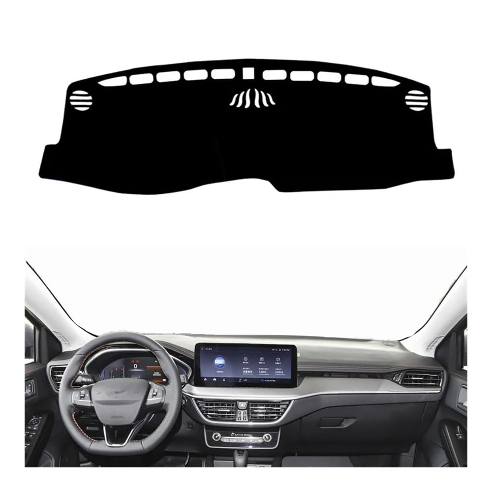 Auto Armaturenbrett Abdeckung Auto Dashboard Abdeckung Matte Pad Dashmat Instrument Sonnenschutzdach Teppich Für For&d Für Focus 2018 2019 2020 2021 2022 2023(Left Hand Drive,Black Edge) von Fuicotto