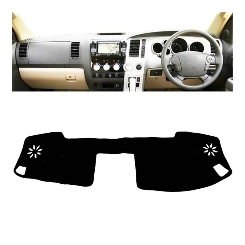 Auto Armaturenbrett Abdeckung Auto Dashboard Abdeckung Matte Pad Sonnenschutz Instrument Teppich Für Toy&ota Für Tundra Sequoia 2007 2008 2009 2010 2011 2012 2013(Right Hand Drive,Black Edge) von Fuicotto