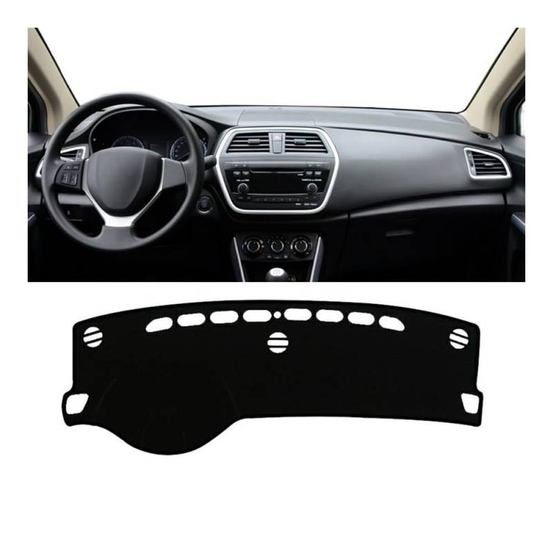 Auto Armaturenbrett Abdeckung Auto Dashboard Abdeckung Nicht-slip Matte Instrument Teppiche Für Suzu&ki Für SX4 S-Kreuz 2013 2014 2015 2016 2017 2018 2019 2020(A Black Side) von Fuicotto