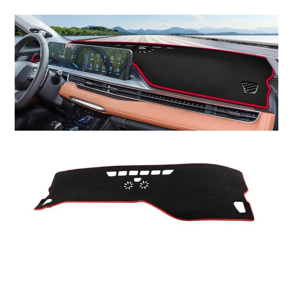 Auto Armaturenbrett Abdeckung Auto Dashboard Abdeckung Sonnenschirm Teppiche Vermeiden Licht Instrument Panel Matten Für Chery Für Tiggo 7 Pro Max Hybrid 2021 2022 2023(A Red Side) von Fuicotto