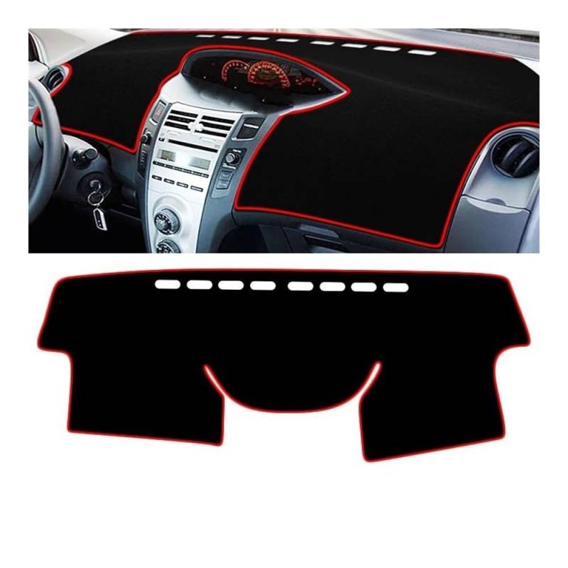 Auto Armaturenbrett Abdeckung Auto Dashboard Abdeckung Sonnenschutz Matten Anti-Slip Fall Instrument Panel Teppiche Für Toy&ota Für Yaris Vitz 2006 2007 2008 2009 2010 2011(A LHD Red side) von Fuicotto