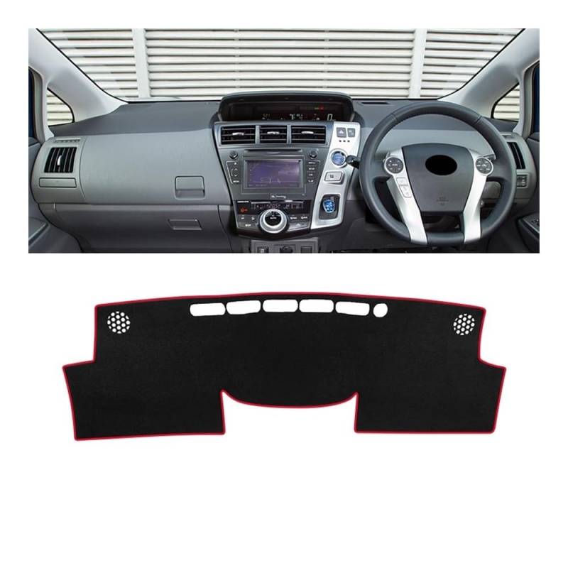 Auto Armaturenbrett Abdeckung Auto Dashboard Abdeckung Sonnenschutz Pad Für Toy&ota Für Prius V Daihatsu Mebius Für ZVW40 2012 2013 2014 2015 2016 2017 2018 2019(A Red Side RHD) von Fuicotto