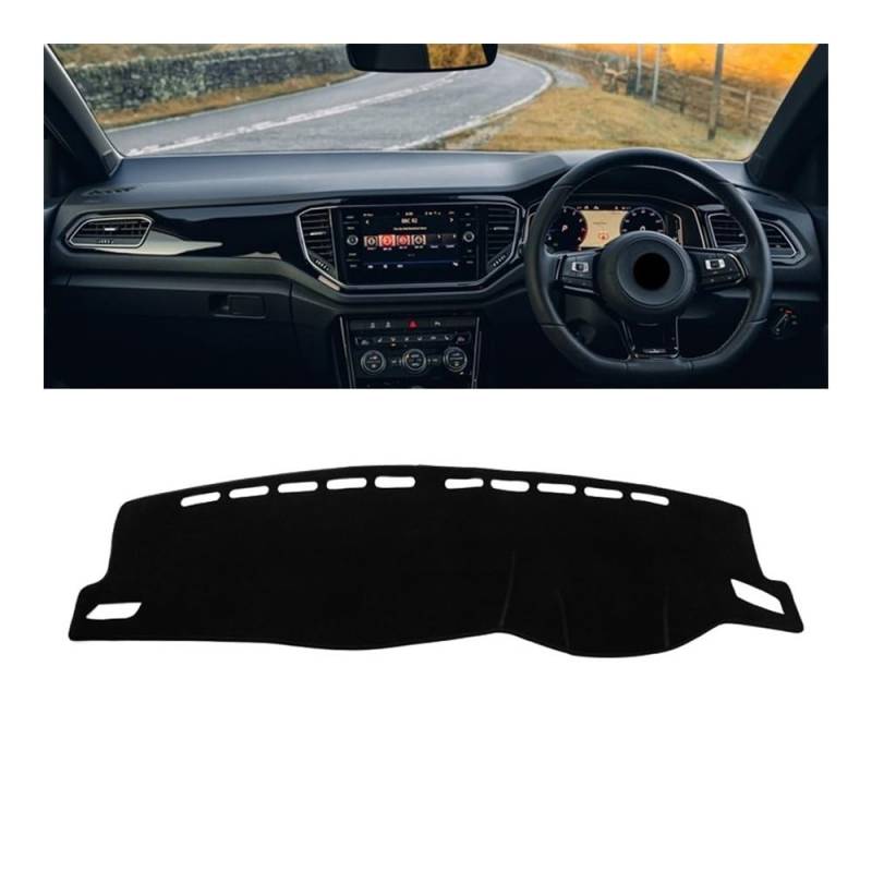 Auto Armaturenbrett Abdeckung Auto Dashboard Abdeckung Sonnenschutz Vermeiden Licht Mat DashMat Für V&W Für T-ROC Für TROC 2018 2019 2020 2021 2022 2023(A Black Side RHD) von Fuicotto