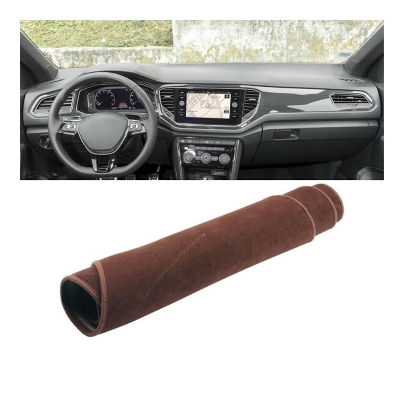 Auto Armaturenbrett Abdeckung Auto Dashboard Abdeckung Sonnenschutz Vermeiden Licht Mat DashMat Für V&W Für T-ROC Für TROC 2018 2019 2020 2021 2022 2023(B Brown LHD) von Fuicotto