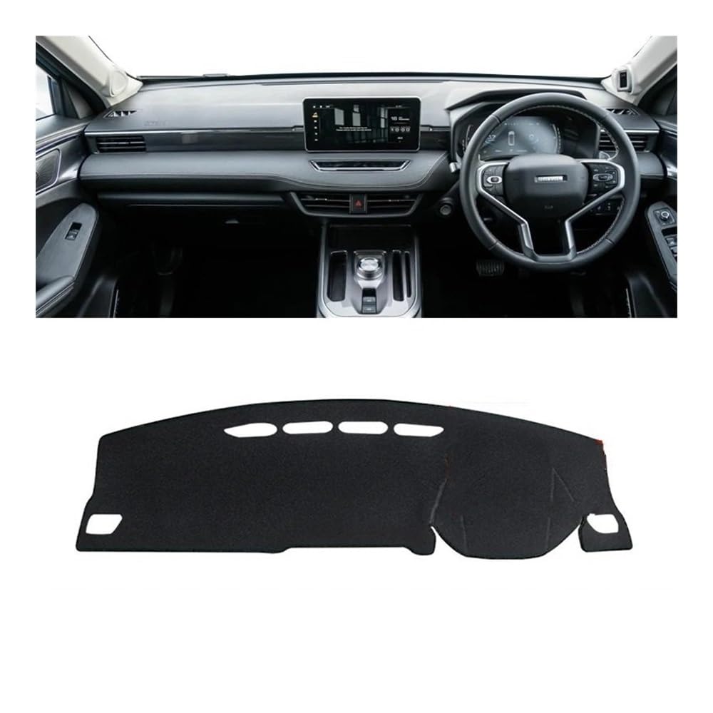 Auto Armaturenbrett Abdeckung Auto Dashboard Abdeckung Sonnenschutz Vermeiden Licht Matte Instrument Panel Teppich Teppich Für Haval Für Jolion 2021 2022 2023(A RHD Black Side) von Fuicotto