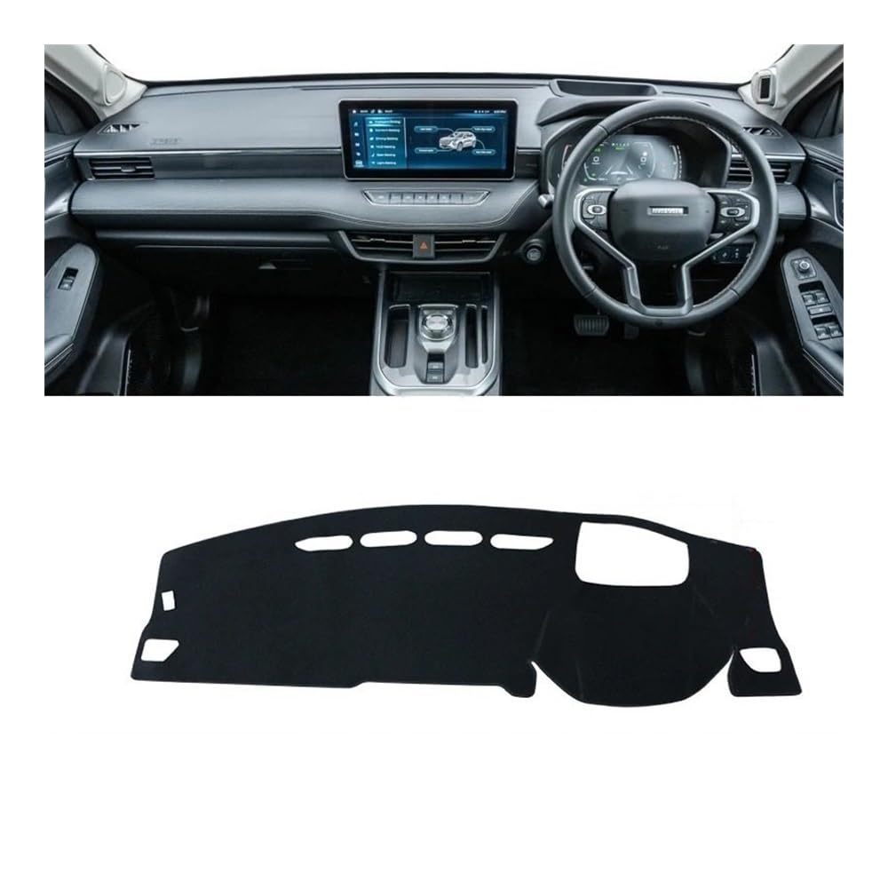 Auto Armaturenbrett Abdeckung Auto Dashboard Abdeckung Sonnenschutz Vermeiden Licht Matte Instrument Panel Teppich Teppich Für Haval Für Jolion 2021 2022 2023(A RHD HUD Black) von Fuicotto