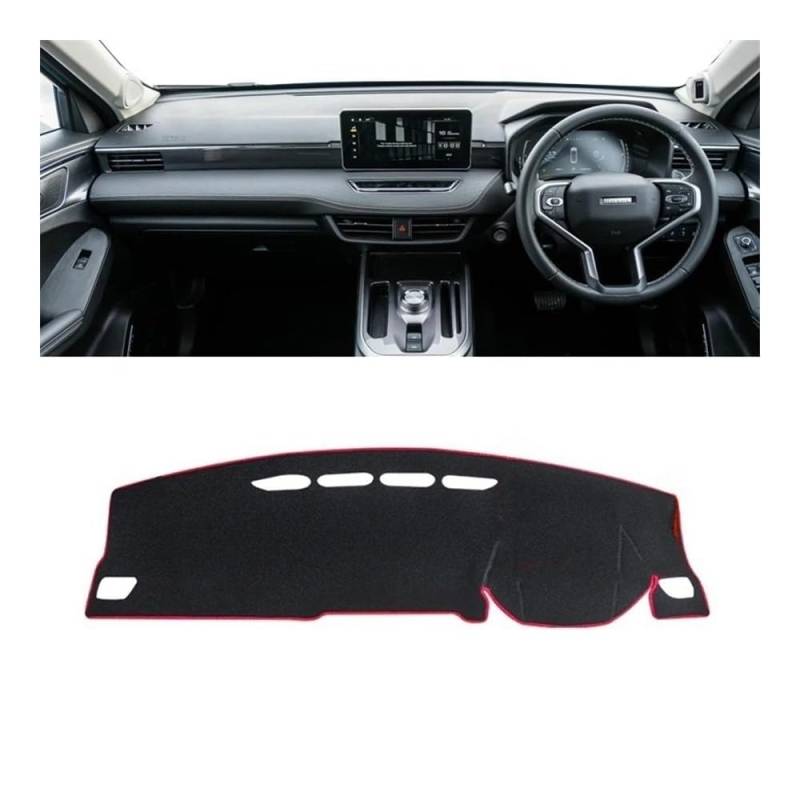 Auto Armaturenbrett Abdeckung Auto Dashboard Abdeckung Sonnenschutz Vermeiden Licht Matte Instrument Panel Teppich Teppich Für Haval Für Jolion 2021 2022 2023(A RHD Red Side) von Fuicotto