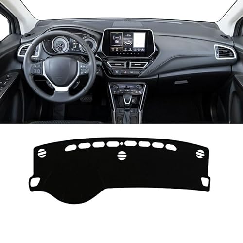 Auto Armaturenbrett Abdeckung Auto Dashboard Abdeckung Sonnenschutz Vermeiden Licht Matte Non-Slip Instrument Panel Teppich Für Suzu&ki Für S-Kreuz Für MK3 2022 2023 2024(A LHD Black Side) von Fuicotto