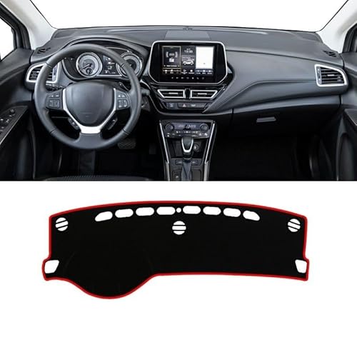 Auto Armaturenbrett Abdeckung Auto Dashboard Abdeckung Sonnenschutz Vermeiden Licht Matte Non-Slip Instrument Panel Teppich Für Suzu&ki Für S-Kreuz Für MK3 2022 2023 2024(A LHD Red Side) von Fuicotto