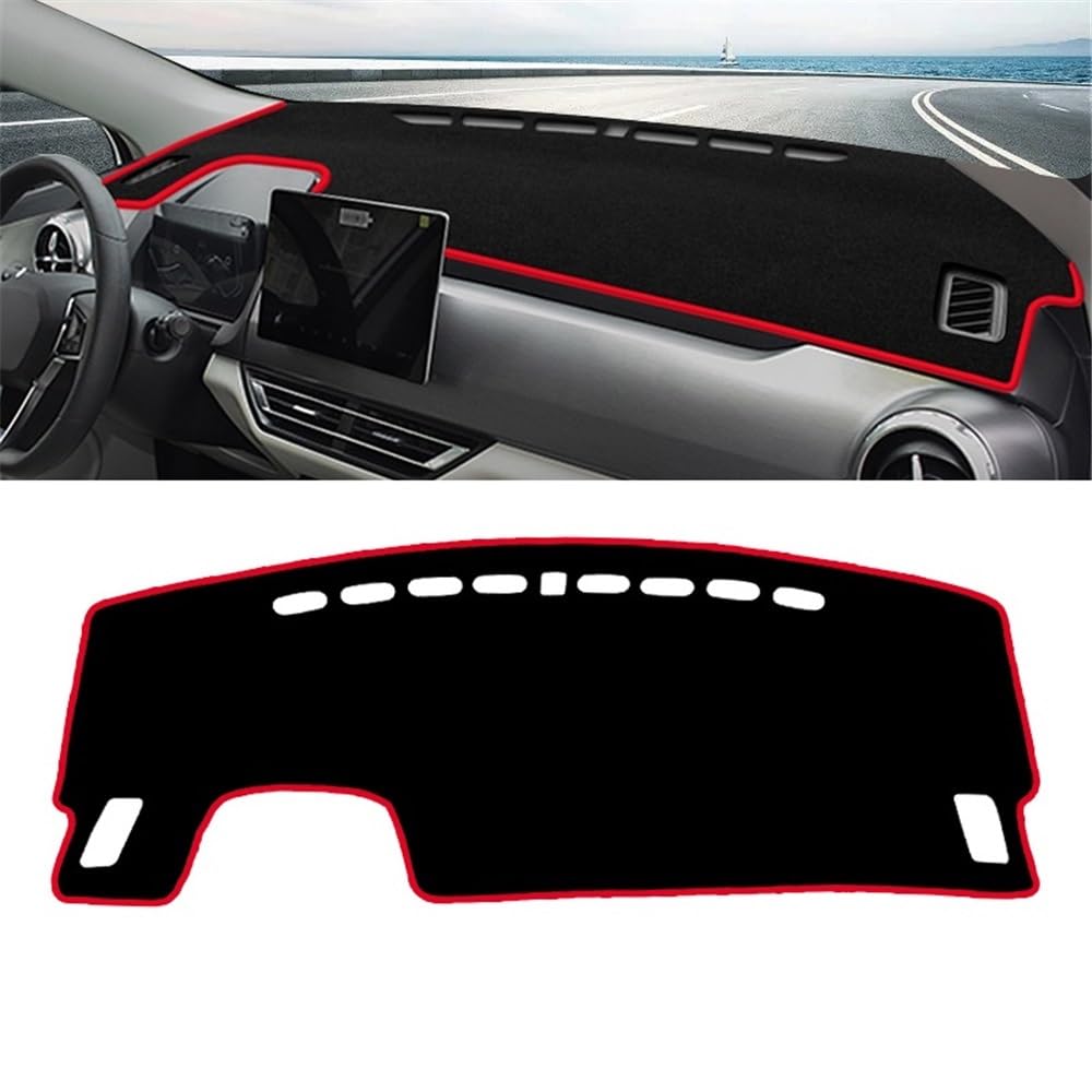 Auto Armaturenbrett Abdeckung Auto Dashboard Abdeckung Sonnenschutz Vermeiden Licht Nicht-Slip Matte Instrument Panel Teppiche Für BYD Für Yuan Pro EV 2021 2022 2023(A Red Side) von Fuicotto