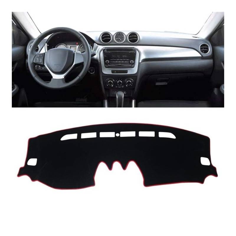 Auto Armaturenbrett Abdeckung Auto Dashboard Abdeckung Vermeiden Licht Matte Instrument Teppich Für Suzu&ki Für Vitara LY 2015 2016 2017 2018 2019 2020 2021 2022(A LHD Red Side) von Fuicotto