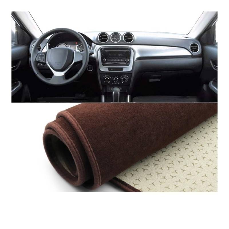 Auto Armaturenbrett Abdeckung Auto Dashboard Abdeckung Vermeiden Licht Matte Instrument Teppich Für Suzu&ki Für Vitara LY 2015 2016 2017 2018 2019 2020 2021 2022(B LHD Brown) von Fuicotto