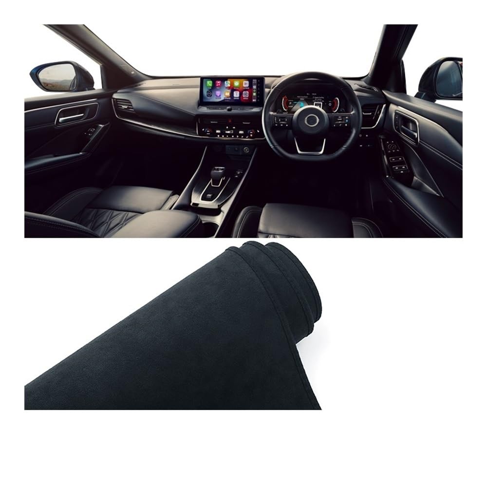 Auto Armaturenbrett Abdeckung Auto Dashboard Abdeckung Vermeiden Licht Matte Instrument Teppiche Non-Slip Pad Für N&issan Für Qashqai 2021 2022 2023 2024(B Black RHD) von Fuicotto