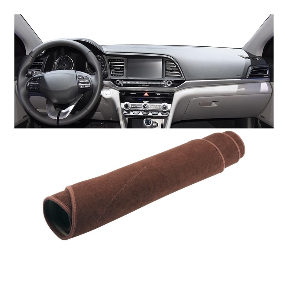 Auto Armaturenbrett Abdeckung Auto Dashboard Abdeckung Vermeiden Licht Matte Non-Slip Pad Instrument Teppich Für Hyun&dai Für Elantra AD 2016 2017 2018 2019 2020(B LHD Brown) von Fuicotto