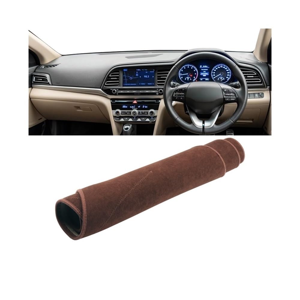 Auto Armaturenbrett Abdeckung Auto Dashboard Abdeckung Vermeiden Licht Matte Non-Slip Pad Instrument Teppich Für Hyun&dai Für Elantra AD 2016 2017 2018 2019 2020(B RHD Brown) von Fuicotto