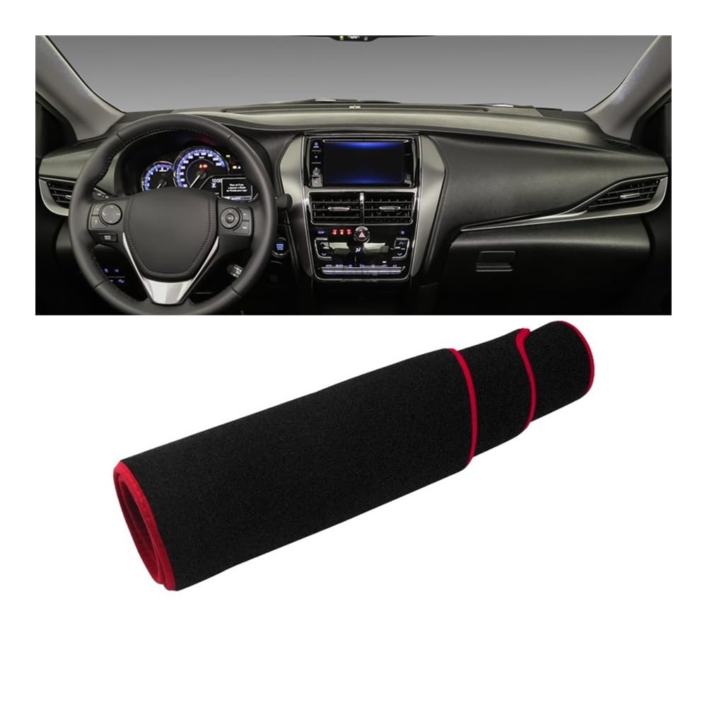 Auto Armaturenbrett Abdeckung Auto Dashboard Abdeckung Vermeiden Licht Matte Sonnenschutz Teppich Pad Fall Für Toy&ota Für Yaris Für Ativ 2019 2020 2021 2022 2023(A Red Side LHD) von Fuicotto