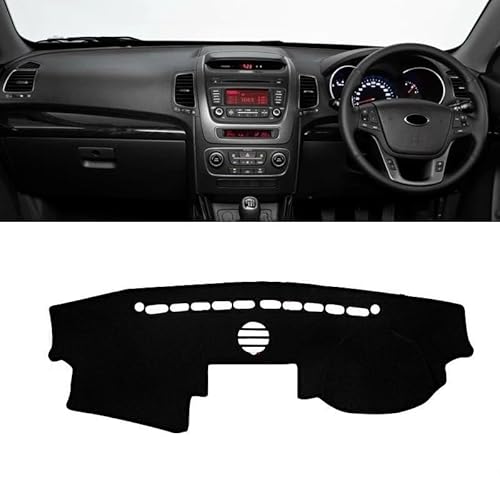 Auto Armaturenbrett Abdeckung Auto Dashboard Abdeckung Vermeiden Licht Matten Non-Slip Pad Instrument Panel Teppiche Für Kia Für Sorento 2 XM 2013 2014(A Audio Black RHD) von Fuicotto