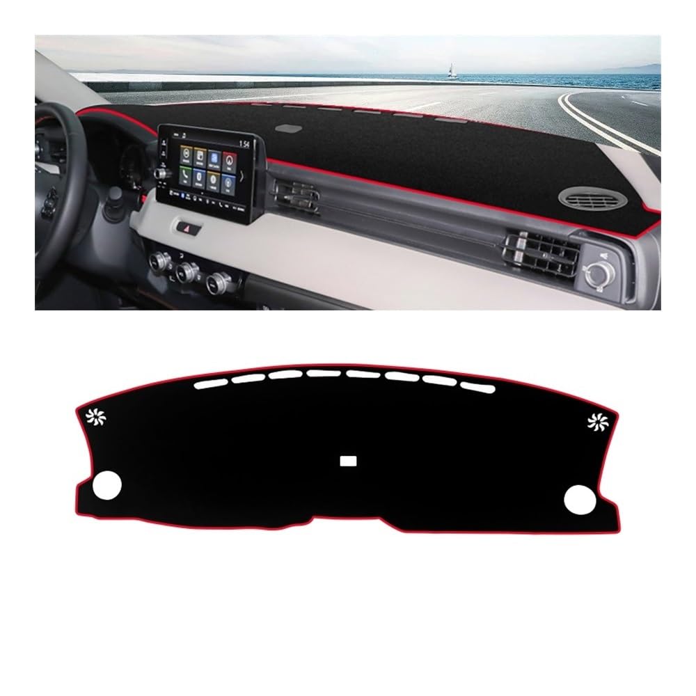 Auto Armaturenbrett Abdeckung Auto Dashboard Abdeckung Vermeiden Licht Matten Pad Instrument Panel Teppich Für Hon┐da Für HR-V Für HRV 2021 2022(A LHD Red Side) von Fuicotto