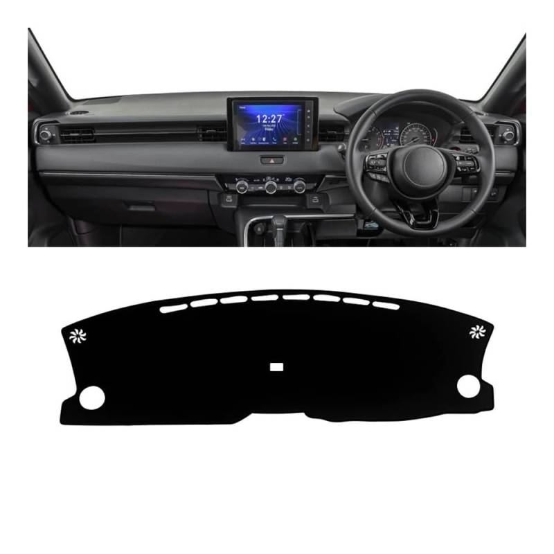 Auto Armaturenbrett Abdeckung Auto Dashboard Abdeckung Vermeiden Licht Matten Pad Instrument Panel Teppich Für Hon┐da Für HR-V Für HRV 2021 2022(A RHD Black Side) von Fuicotto