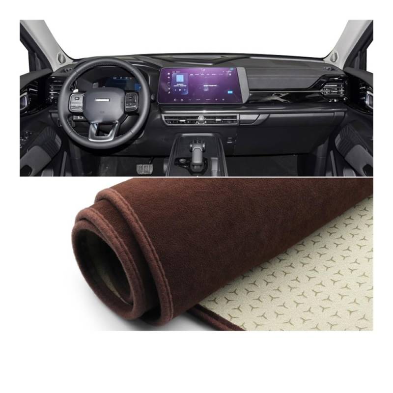 Auto Armaturenbrett Abdeckung Auto Dashboard Abdeckung Vermeiden Licht Matten Pad Instrument Teppiche Schutz Für Haval Für Cool Dog 2021 2022 2023(B Brown) von Fuicotto