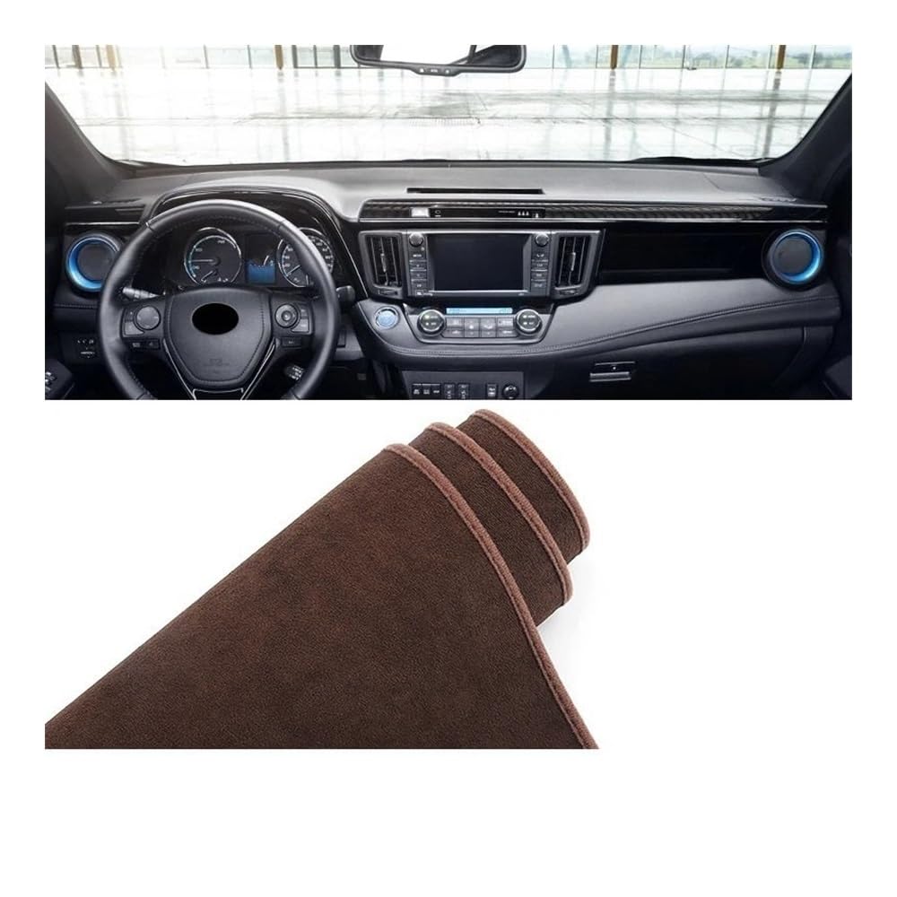 Auto Armaturenbrett Abdeckung Auto Dashboard Abdeckung Vermeiden Licht Matten Sonnenschutz Teppiche Non-slip Pads Für Toy&ota Für R&AV4 Für XA40 2013 2014 2015 2016 2017 2018(B Brown LHD) von Fuicotto