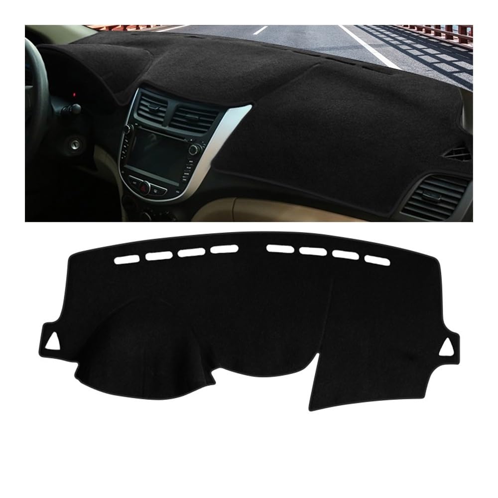 Auto Armaturenbrett Abdeckung Auto Dashboard Abdeckung Vermeiden Licht Nicht-Slip Matte Für Hyun&dai Für Solaris Accent Verna RB 2010 2011 2012 2013 2014 2015 2016(A LHD Black Side) von Fuicotto