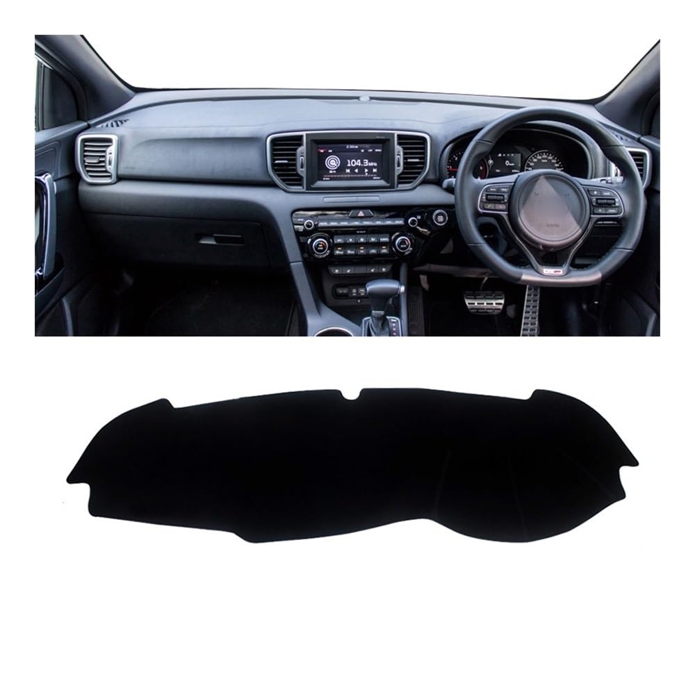 Auto Armaturenbrett Abdeckung Auto Dashboard Abdeckung Vermeiden Licht Pad Instrument Plattform Abdeckung Matte Teppich Für Kia Für Sportage 4 2016 2017 2018 2019 2020 2021(A Black Side RHD) von Fuicotto