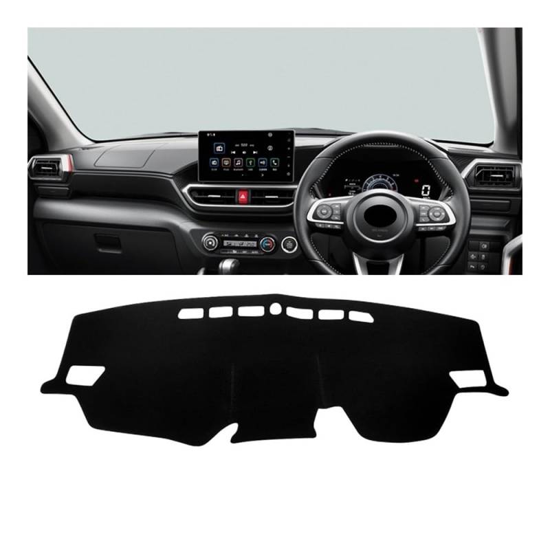 Auto Armaturenbrett Abdeckung Auto Dashboard Abdeckung Vermeiden Licht Pad Instrument Schreibtisch Panel Matten Für Toy&ota Für Raize 2019 2020 2021 2022 2023(A RHD Black Side) von Fuicotto