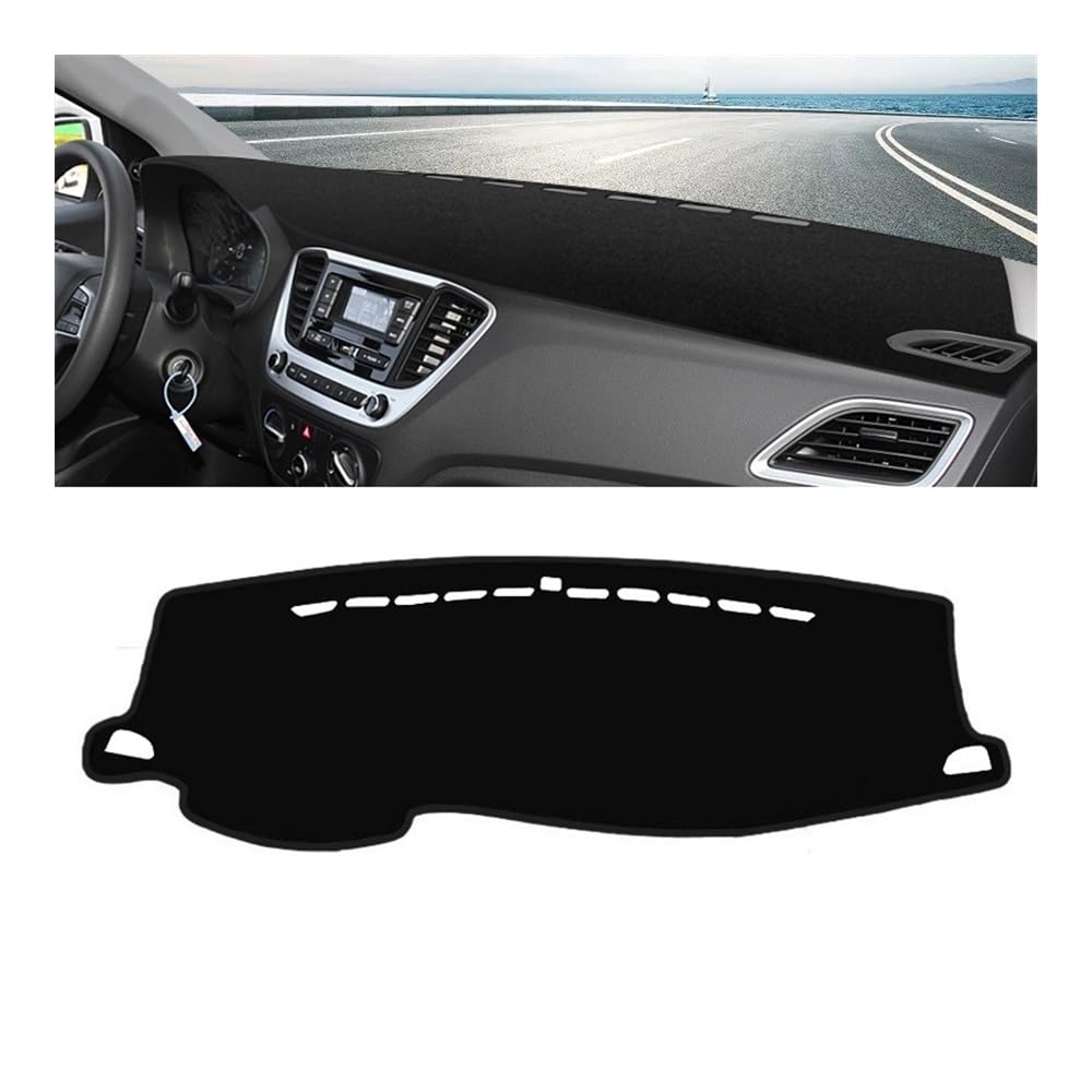 Auto Armaturenbrett Abdeckung Auto Dashboard Abdeckung Vermeiden Licht Pads Instrument Panel Teppiche Fall Für Hyun&dai Für Solaris Accent HC 2017 2018 2019 2020(Black Side) von Fuicotto