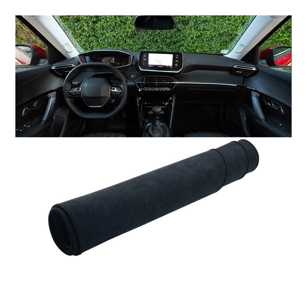 Auto Armaturenbrett Abdeckung Auto Dashboard Abdeckung Vermeiden Licht Pads Teppiche Sonnenschutz Schutz Matten Für Peuge&ot 2008 E2008 2019 2020 2021 2022 2023(LHD Black) von Fuicotto