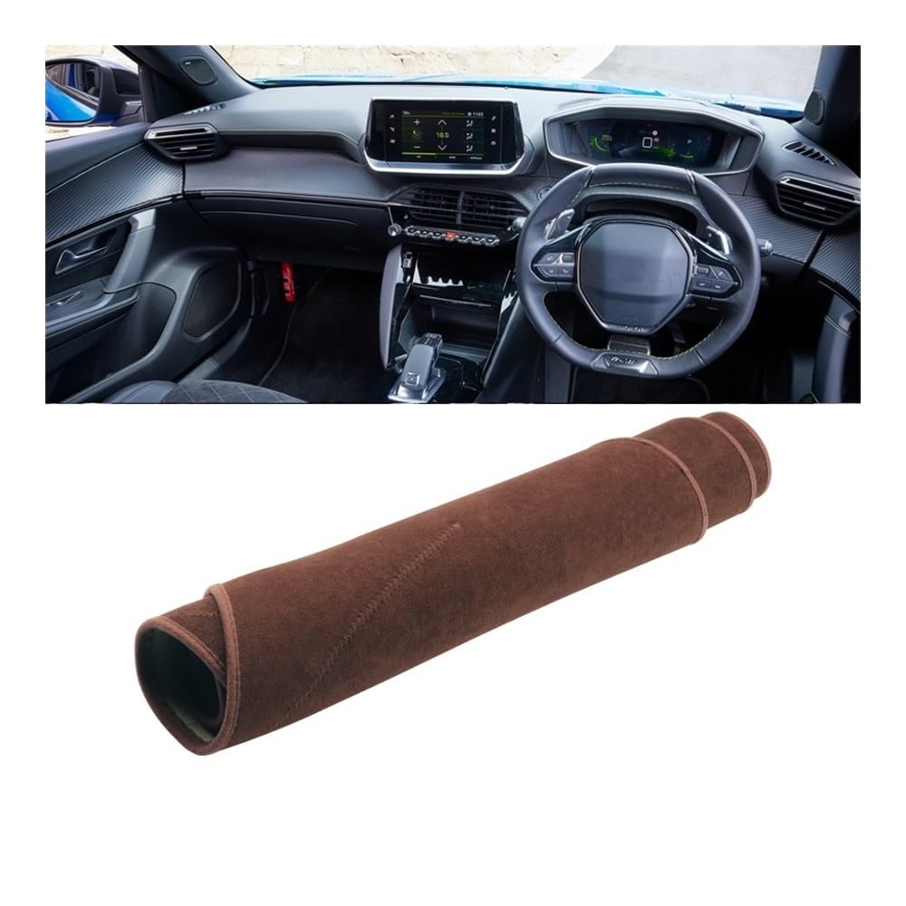 Auto Armaturenbrett Abdeckung Auto Dashboard Abdeckung Vermeiden Licht Pads Teppiche Sonnenschutz Schutz Matten Für Peuge&ot 2008 E2008 2019 2020 2021 2022 2023(RHD Brown) von Fuicotto