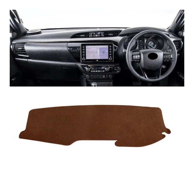 Auto Armaturenbrett Abdeckung Auto Dashboard Instrument Abdeckung Pads Sonnenschutz Matten Teppiche Für Toy&ota Für Hilux 2015 2016 2017 2018 2019 2020 2021 2022 2023(RHD Brown) von Fuicotto