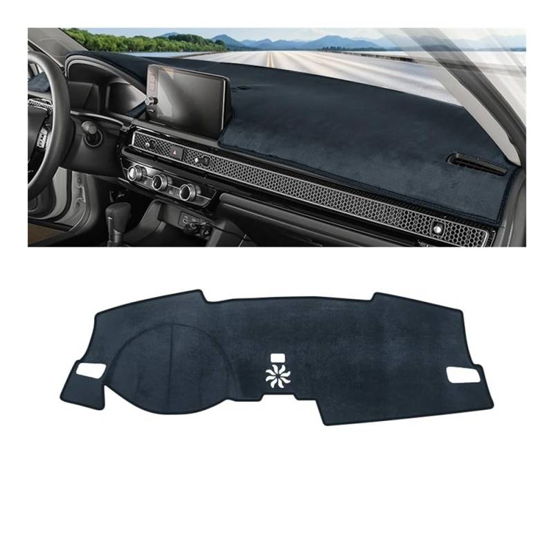 Auto Armaturenbrett Abdeckung Auto Dashboard Sonnenschutz Abdeckung Nicht-slip Matten Instrument Panel Teppiche Für Hon┐da Für Civic 11th Gen 2021 2022 2023 2024(B LHD Black) von Fuicotto