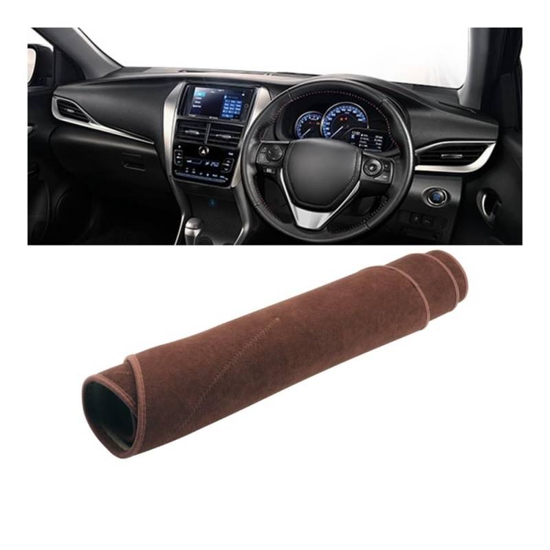 Auto Armaturenbrett Abdeckung Auto Dashboard Vermeiden Licht Pad Instrument Schreibtisch Abdeckung Matte Non-slip Pads Für Toy&ota Für Vios Gen-4 2019 2020 2021 2022 2023(B Brown RHD) von Fuicotto