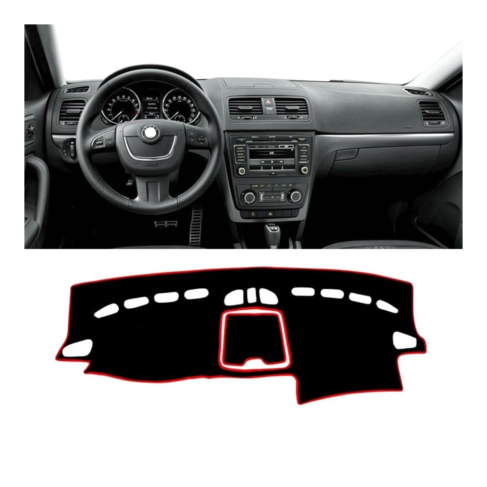 Auto Armaturenbrett Abdeckung Auto Dashboard Vermeiden Licht Pad Instrument Schreibtisch Abdeckung Matten Für Sko&da Für Yeti 2009 2010 2011 2012 2013 2014 2015 2016 2017(A LHD Red Side) von Fuicotto