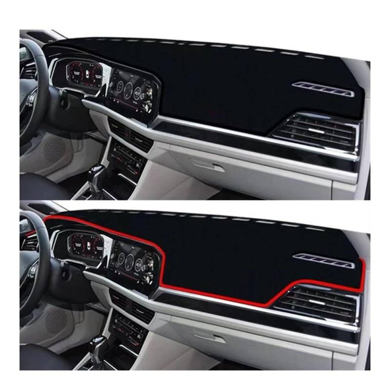 Auto Armaturenbrett Abdeckung Auto Dashmat Dashboard Abdeckung Pad Matte Dash Sonnenschutzdach Teppich Teppich Für V&W Für Jetta A7 MK7 2019 2020 2021 2022 2023(Left Hand Drive,Red Edge) von Fuicotto