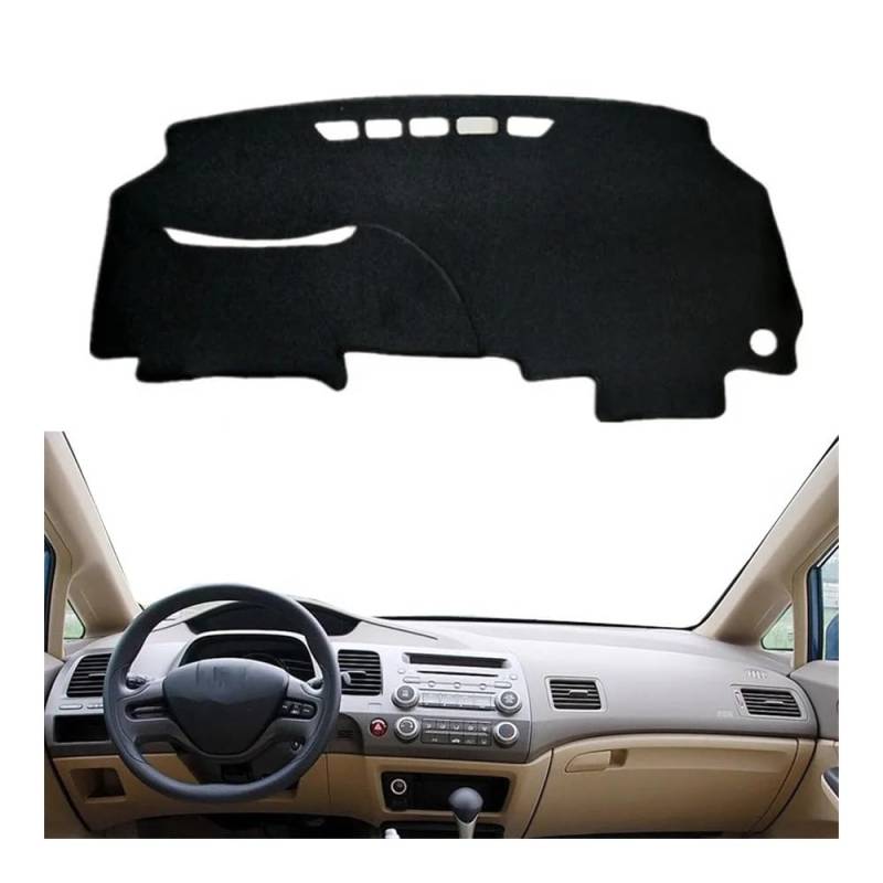 Auto Armaturenbrett Abdeckung Auto Styling Dashboard Abdeckung Matte Instrument Sonnenschutz Teppich Für Hon┐da Für Civic Acura CSX 2006 2007 2008 2009 2010 2011(Left Hand Drive,Black Edge) von Fuicotto