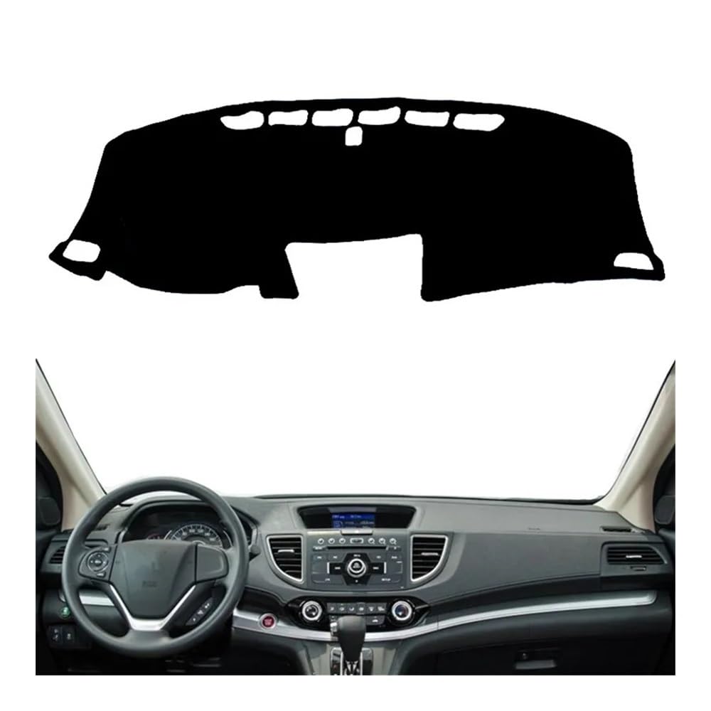 Auto Armaturenbrett Abdeckung Auto Styling Dashboard Abdeckung Matte Pad Innen Dashmat Sonnenschirm Schützen Teppich Kissen Für Hon┐da Für CR-V Für CRV 2012 2013 2014 2015 2016(Left Hand Drive,Black E von Fuicotto