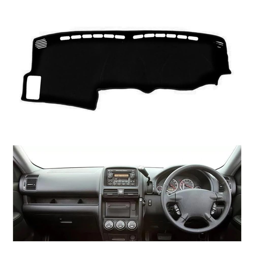 Auto Armaturenbrett Abdeckung Auto Styling Dashmat Dashboard Abdeckung Matte Pad Anti-Glare Dash Sonnenschirm Schützen Teppich Für Hon┐da Für CR-V CRV 2002 2003 2004 2005 2006(Right Hand Drive,Black E von Fuicotto