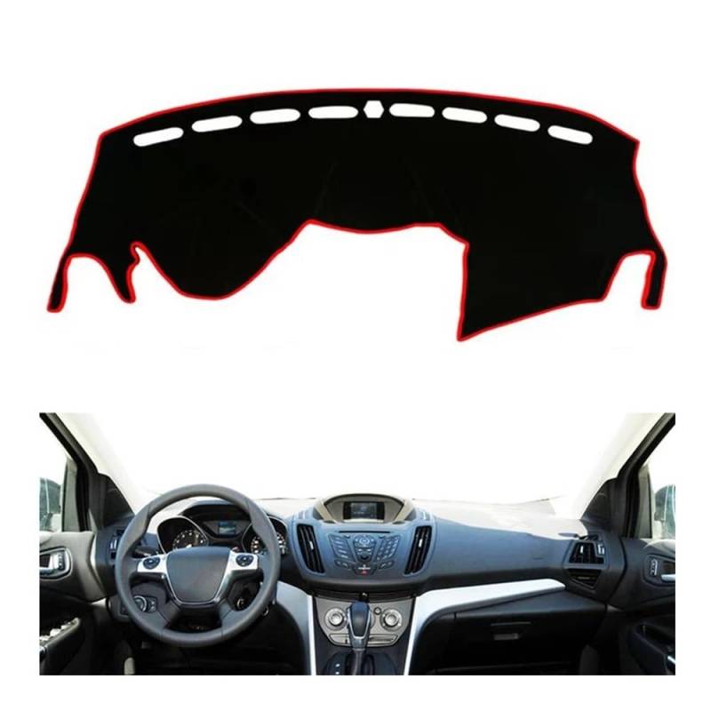 Auto Armaturenbrett Abdeckung Dashmat Dashboard Abdeckung Matte Pad Anti-Glare Dash Sonnenschirm Schützen Teppich Auto Für For&d Für Escape Kug&a 2013 2014 2015 2016 2017 2018 2019(Style 1 LHD,Red Edg von Fuicotto