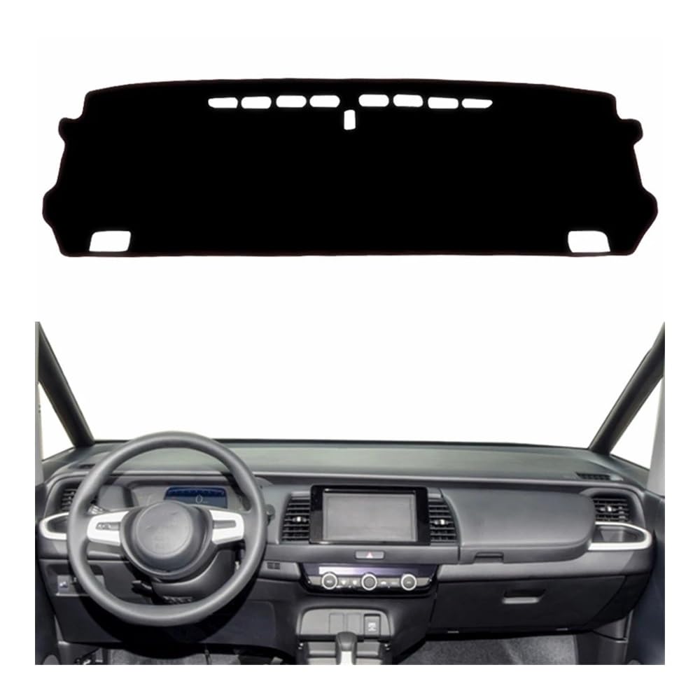 Auto Armaturenbrett Abdeckung Dashmat Dashboard Abdeckung Matte Pad Anti-glare Sonnenschirm Schützen Teppich Teppich Styling Auto Für Hon┐da Für Fit Jazz 2020 2021 2022(Left Hand Drive,Black Edge) von Fuicotto