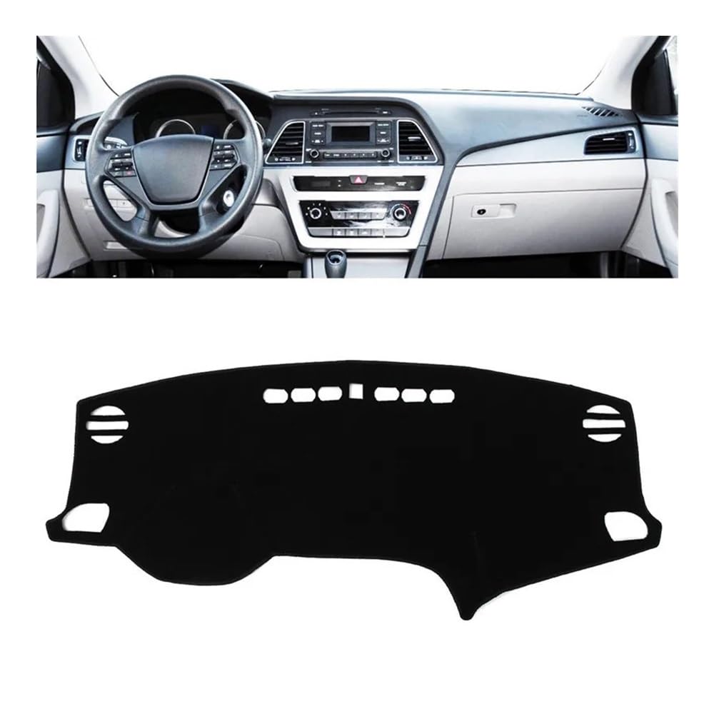 Auto Armaturenbrett Abdeckung Dashmat Dashboard Cover Pad Matte Anti-Slip Sonnenschirm Schützen Teppich Auto Für Hyun&dai Für Sonata 2015 2016 2017 2018 2019(Left Hand Drive,Black Edge) von Fuicotto