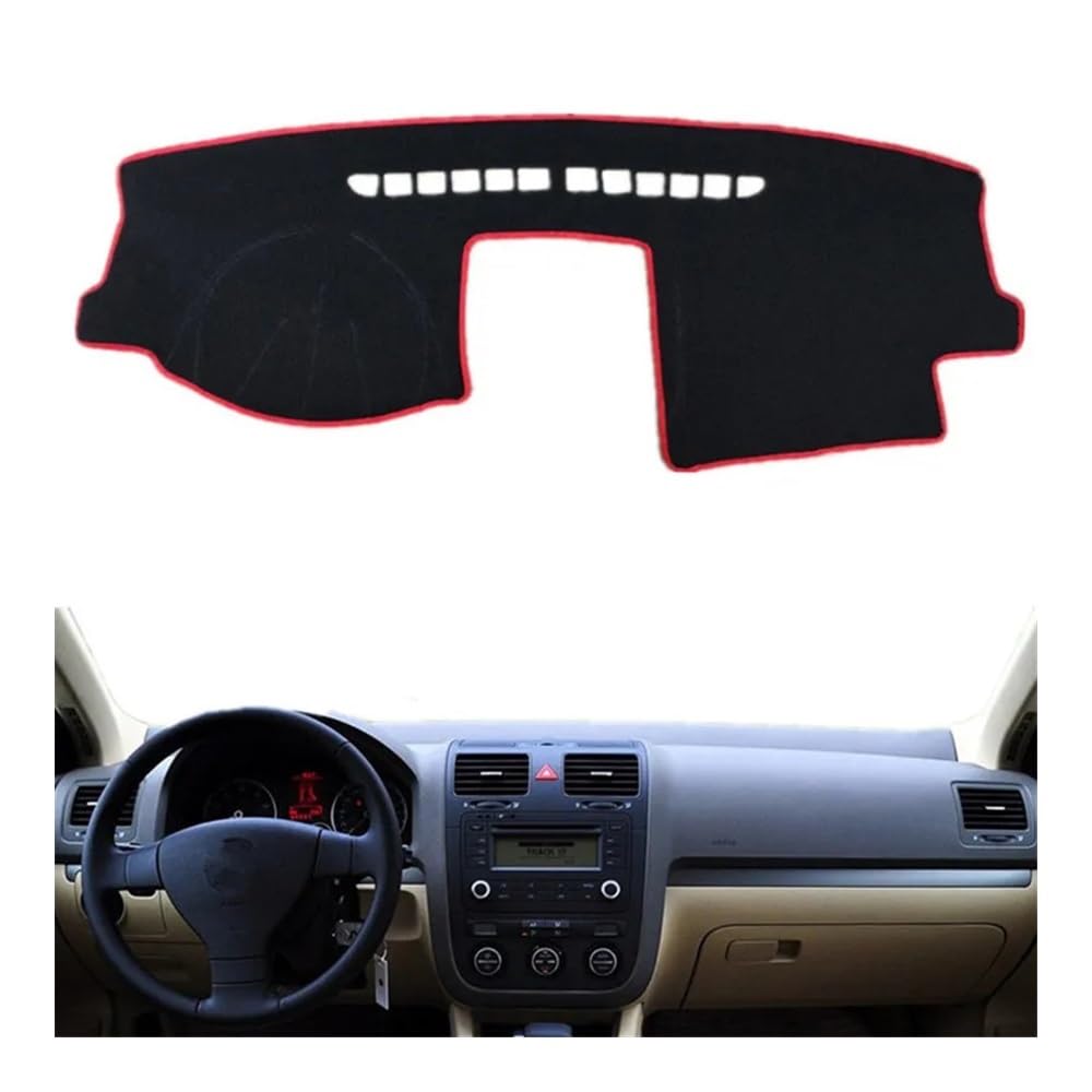 Auto Armaturenbrett Abdeckung Dashmat Dashboard Cover Pad Matte Anti-glare Dash Sonnenschutz Teppich Teppich Auto Für V&W Für Golf 5 MK5 2004 2005 2006 2007 2008 2009(Left Hand Drive,Red Edge) von Fuicotto