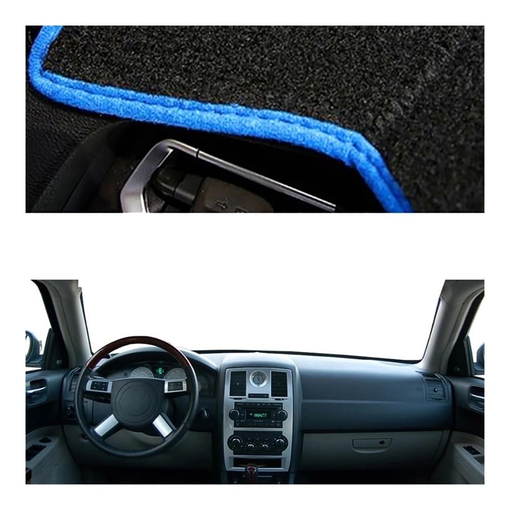 Auto Armaturenbrett Abdeckung Für Chrysler 300C 2004 2005 2006 2007 2008 2009 2010 Auto Dash Mat Teppich Cape Sun Shade Dashmat Pad(Blue LHD) von Fuicotto