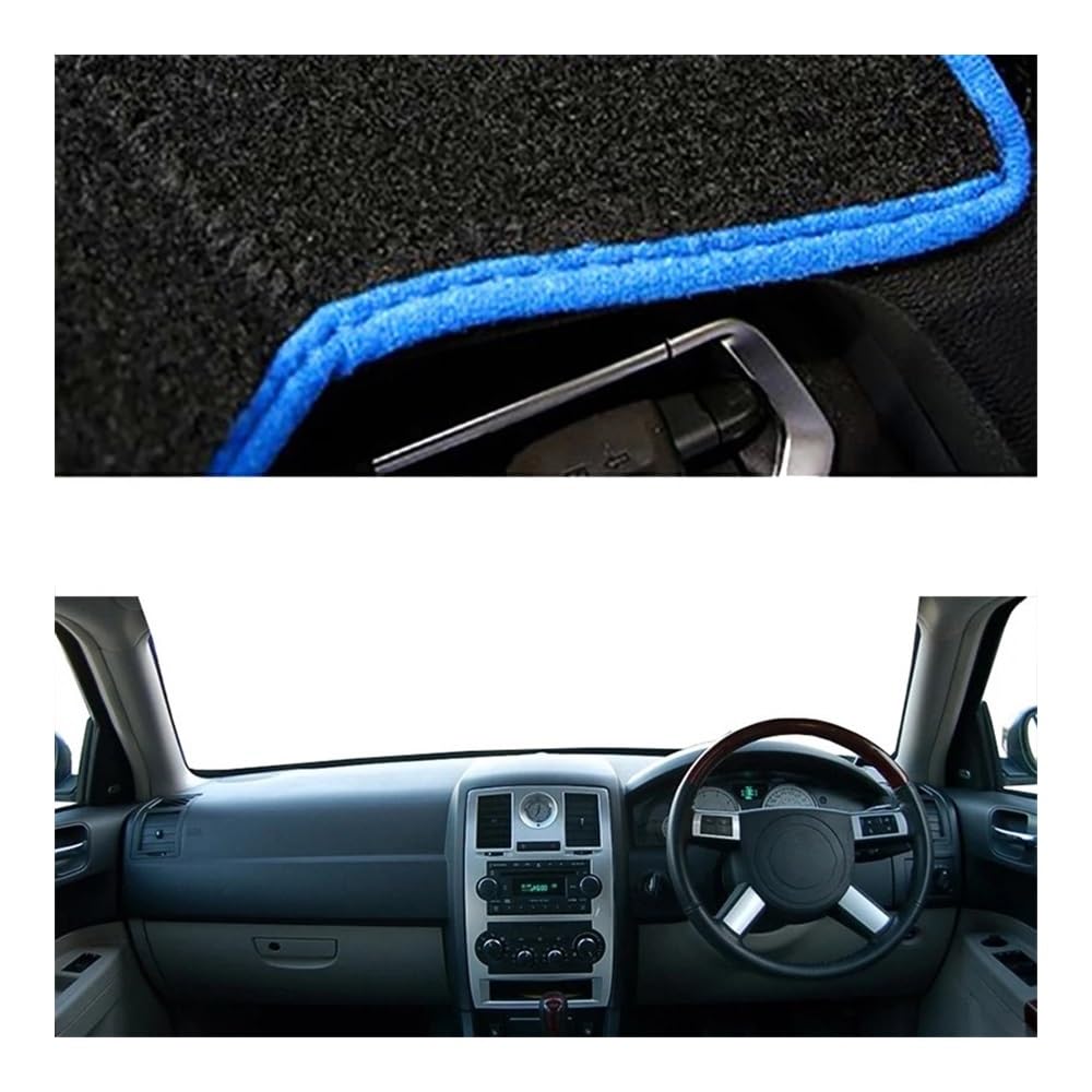 Auto Armaturenbrett Abdeckung Für Chrysler 300C 2004 2005 2006 2007 2008 2009 2010 Auto Dash Mat Teppich Cape Sun Shade Dashmat Pad(Blue RHD) von Fuicotto