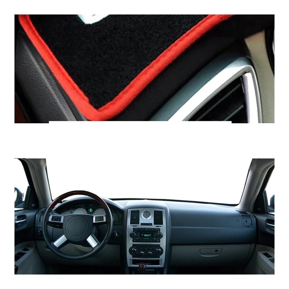 Auto Armaturenbrett Abdeckung Für Chrysler 300C 2004 2005 2006 2007 2008 2009 2010 Auto Dash Mat Teppich Cape Sun Shade Dashmat Pad(Red LHD) von Fuicotto