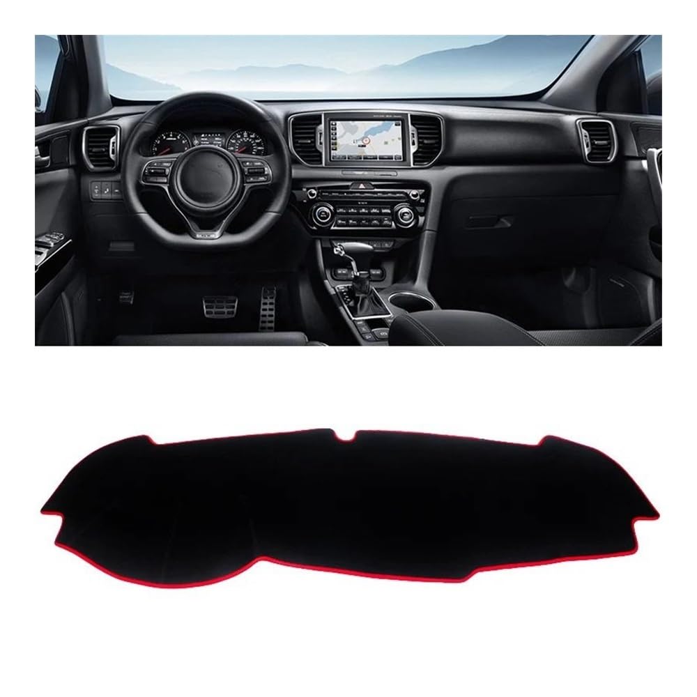 Auto Armaturenbrett Abdeckung Für Kia Für Sportage 4 QL 2016 2017 2018 2019 2020 Auto Dashboard Abdeckung Dash Matte Sonnenschutz Instrume Panel Teppiche(Red border LHD) von Fuicotto