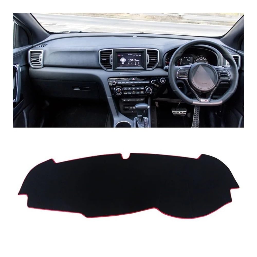 Auto Armaturenbrett Abdeckung Für Kia Für Sportage 4 QL 2016 2017 2018 2019 2020 Auto Dashboard Abdeckung Dash Matte Sonnenschutz Instrume Panel Teppiche(Red border RHD) von Fuicotto