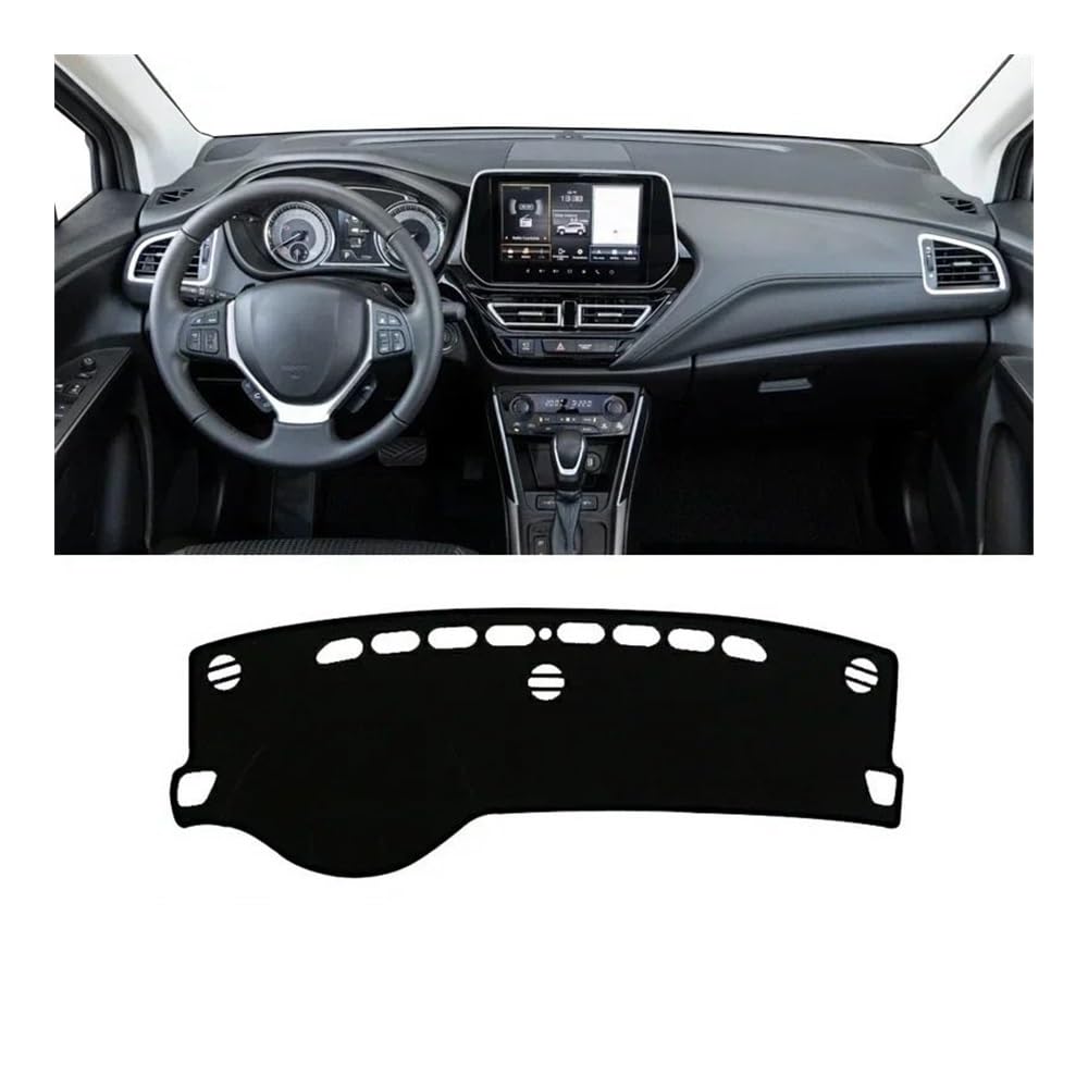 Auto Armaturenbrett Abdeckung Hybrid Auto Dashboard Abdeckung Dash Matte Sonnenschutz Nicht-slip Pad Innen Für Suzu&ki Für S-Cross Scross MK3 2022 2023 2024(A LHD Black Side) von Fuicotto