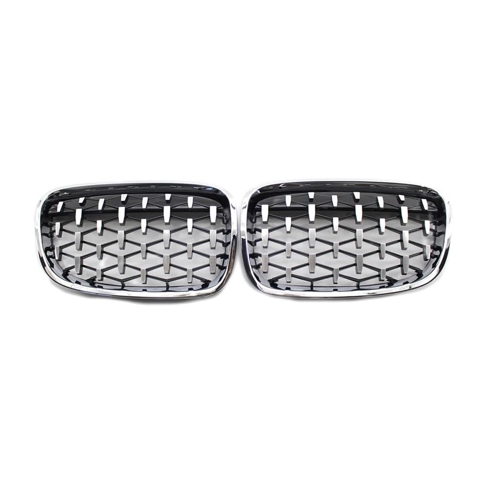 Fuicotto Auto Kühlergitter 2 Stück Frontgrill Schwarz Glänzend Chrom Diamant Meteor Grill Für BM&W Für 1er F20 F21 2011-2014 Front Nieren Ersatzgitter(All Silver) von Fuicotto